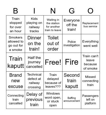 Deutsche Bahn Bingo Card