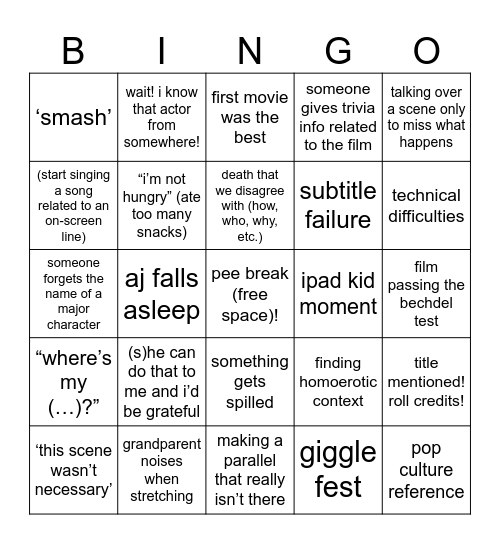 movietrilogy watchers Bingo Card