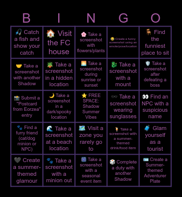 🌻 House of Shadow Summer Bingo 🌻 Bingo Card