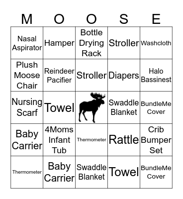 Watch as gifts are opened and mark them off your card. First to yell "Bingo" wins! Bingo Card