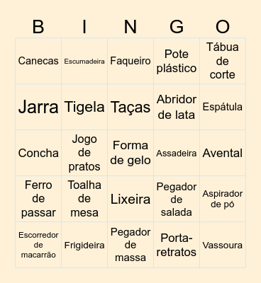 Chá de Casa Nova Bingo Card