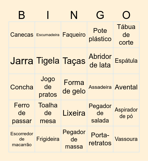 Chá de Casa Nova Bingo Card