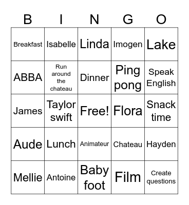 Chateaux des langues bingo! Bingo Card