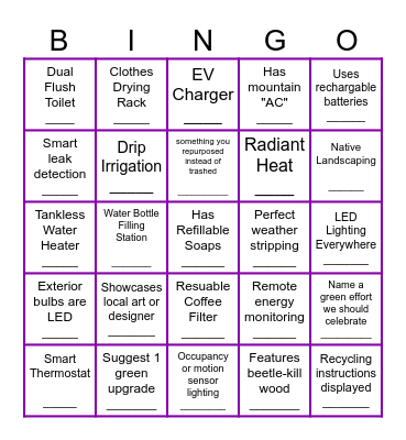 Hidden Green Gems Bingo Card