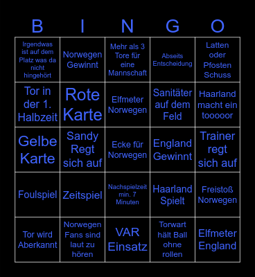 Norwegen - England Bingo Card
