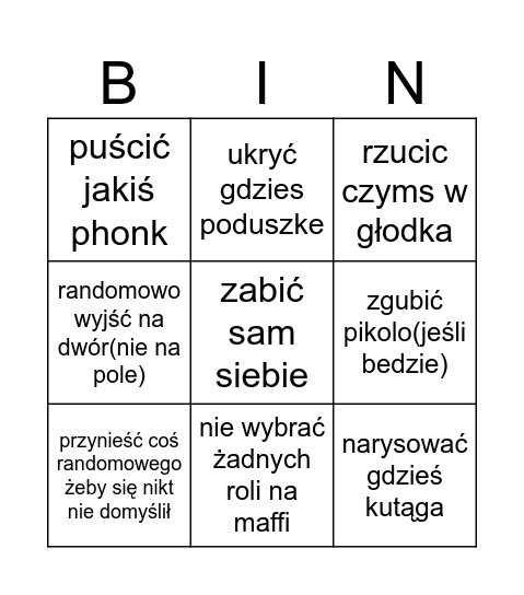 mafia u zuzi Bingo Card
