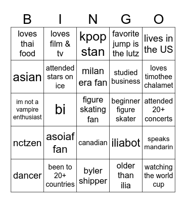 cass's bingo Card