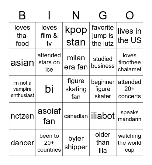 cass's bingo Card