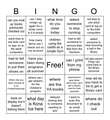 Library BINGO Card