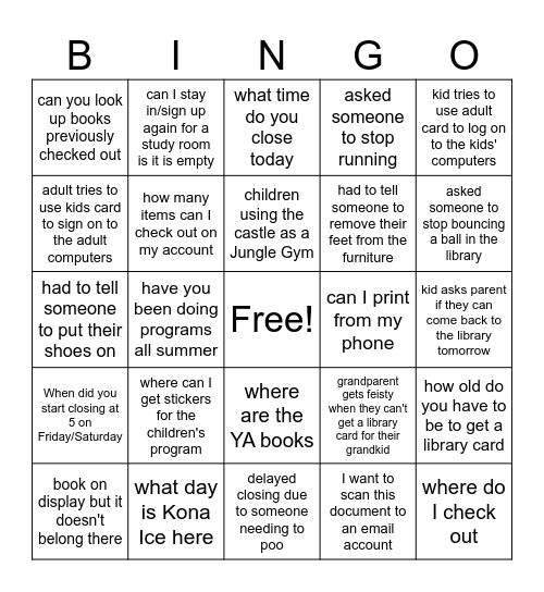 Library BINGO Card