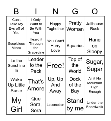 MUSIC BINGO        A Bingo Card