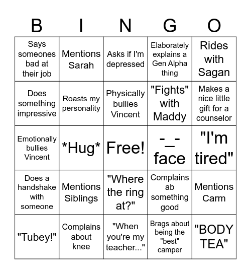 Athena Bingo Card