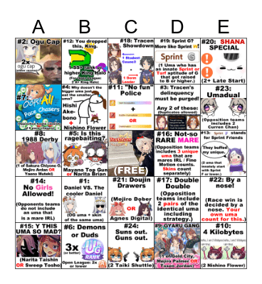 CM16 Bingo - Day 1 Bingo Card