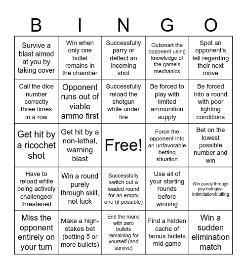 Buckshot Roulette LLM Bingo Card