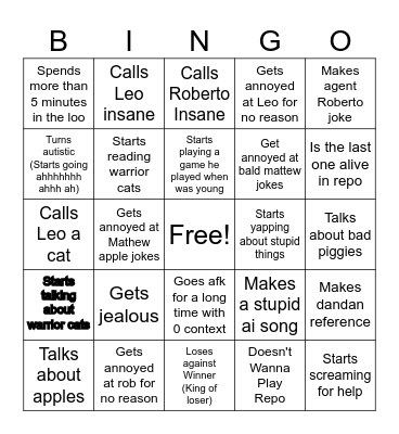 Matthew bingo Card