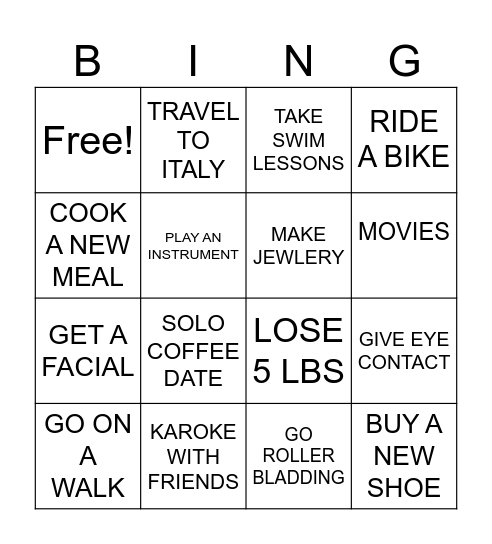 Summer 2026 Bingo Card