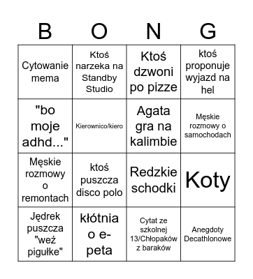 Urodzinowe Bingo Card