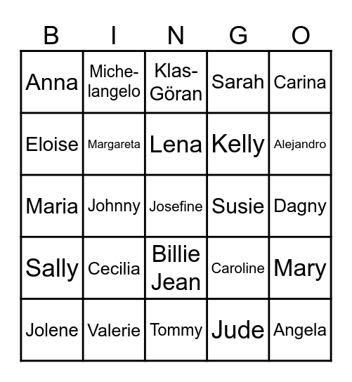Musikbingo - NAMN Bingo Card