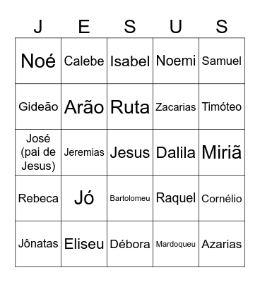 Bingo Bíblico Bingo Card