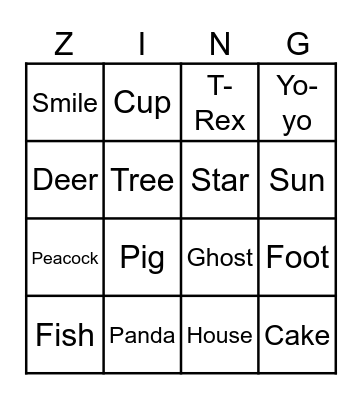 Violet Zingo Board Bingo Card