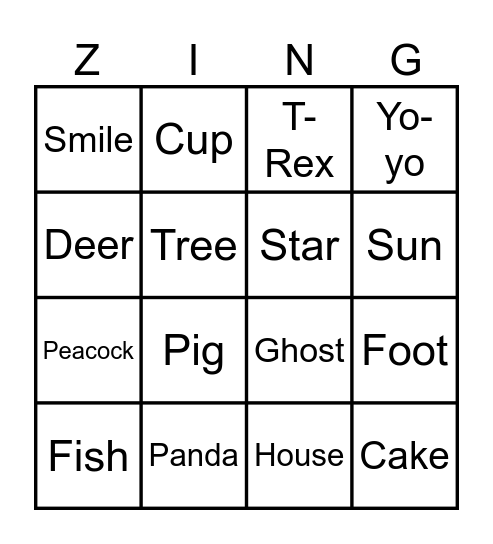 Violet Zingo Board Bingo Card