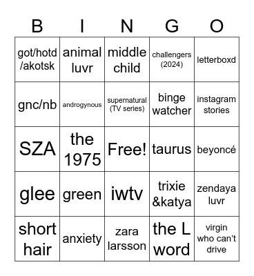 Grey’s Bingo Card