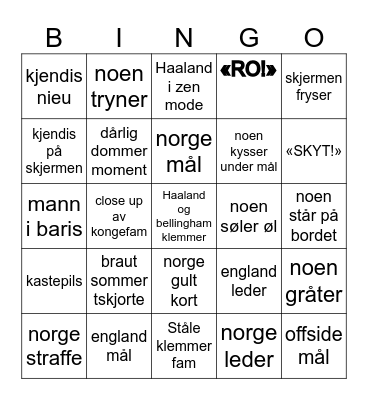 VM for helvedde Bingo Card