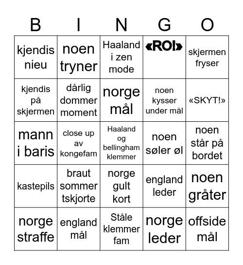 VM for helvedde Bingo Card