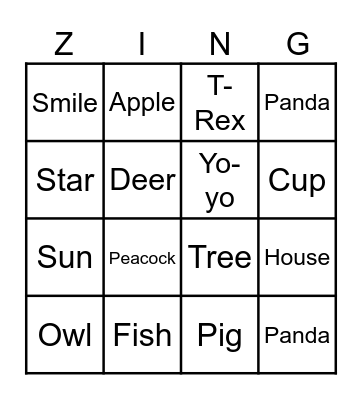 Blue Zingo Board Bingo Card