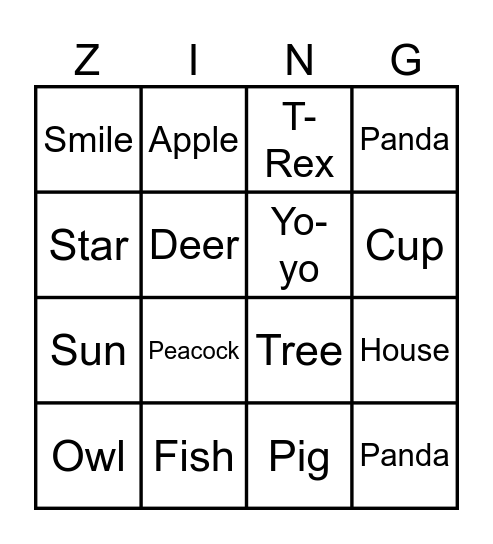 Blue Zingo Board Bingo Card