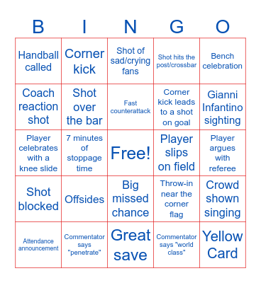 World Cup Bingo Card