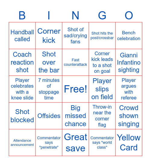 World Cup Bingo Card
