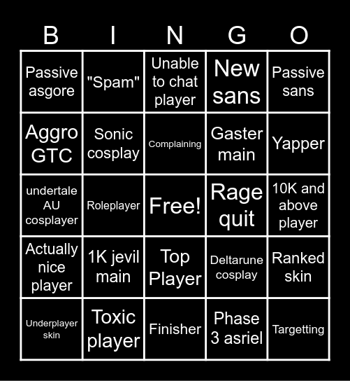 UTPR BINGO Card