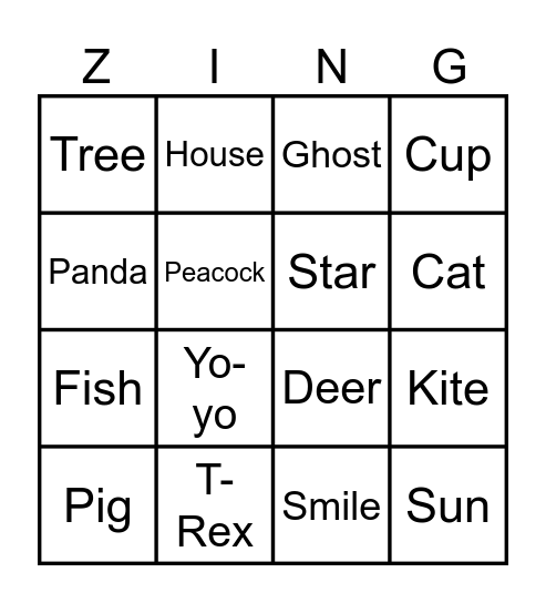 Green Zingo Board Bingo Card