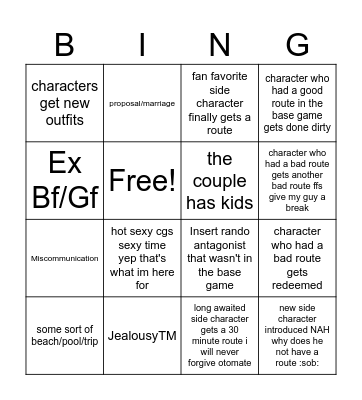the otome fd bingoTM Bingo Card