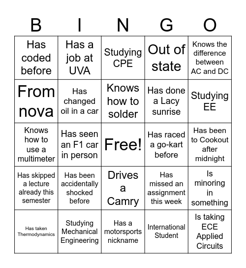 Untitled Bingo Card