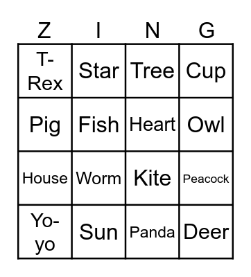 Orange Zingo Board Bingo Card