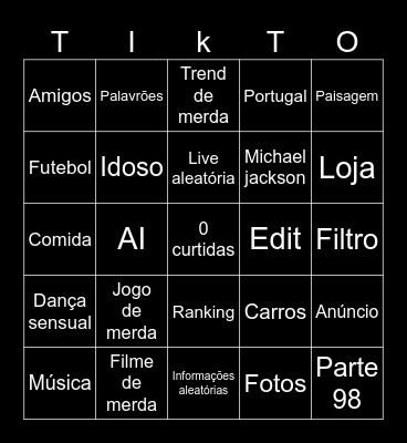 TIKTOK BINGO Card