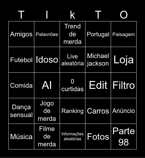 TIKTOK BINGO Card