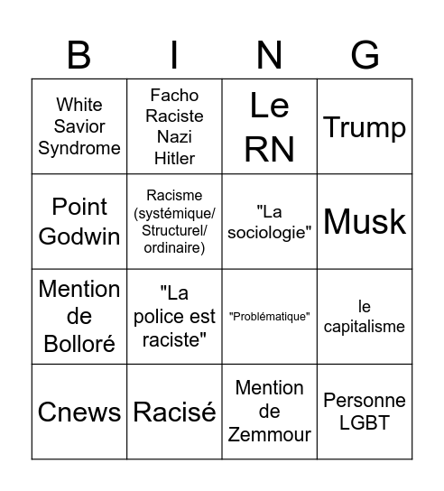 Bingo de gauchiste loco Bingo Card