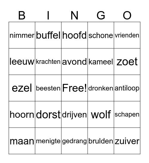 De Eenhoorn Bingo Card