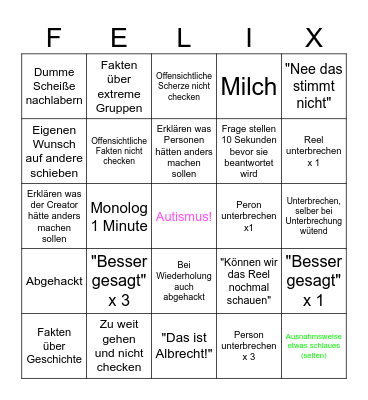 Felingo Bingo Card