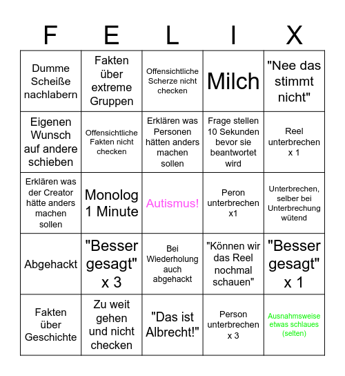 Felingo Bingo Card