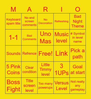 SMM2 Endless Bingo Card