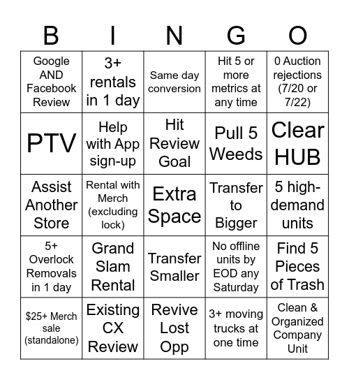 ESS Bingo Card