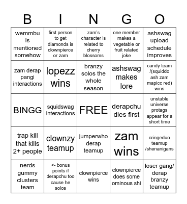 Lifesteal S8 Bingo Card