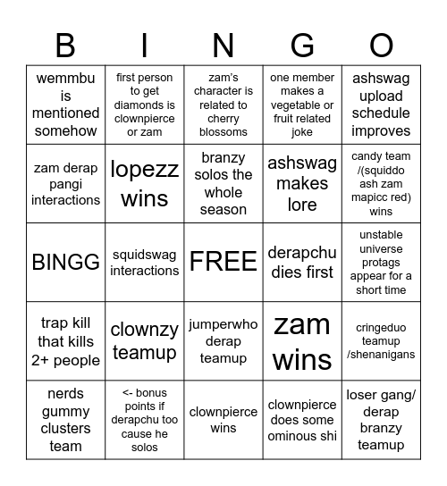 Lifesteal S8 Bingo Card