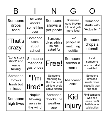 Birthday Party Bingo Card