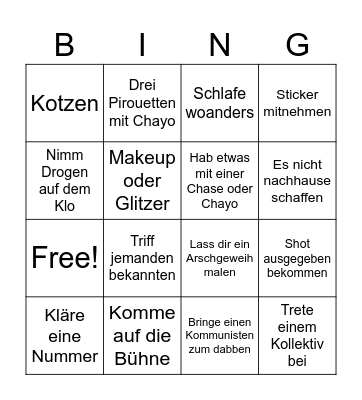 Deutsche Club Bingo Card