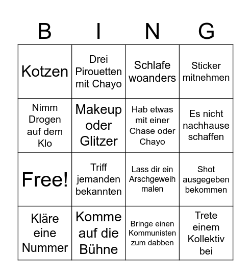 Deutsche Club Bingo Card
